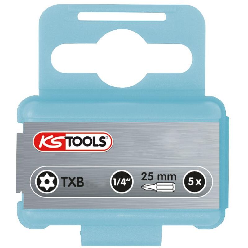 

KS TOOLS 1/4" Bit Inox TORX T25, 25mm, paquete de 5, con agujero frontal