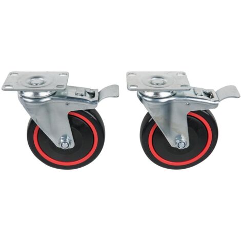 KS Tools RACINGline set de roulettes, avec frein de roulement et de rotation, y compris vis