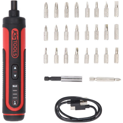 KS TOOLS Schraubendreher-Set eMONSTER 27-teiligAkku mit 1/4 ″ Bits