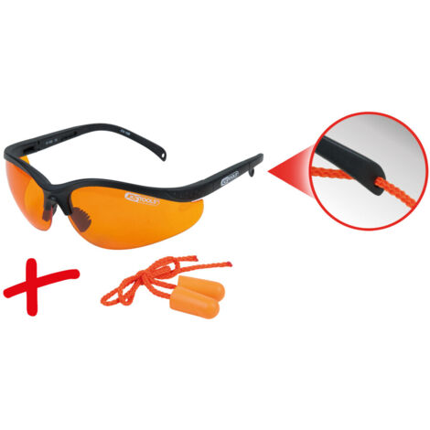 KS Tools Schutzbrille-orange, mit Ohrstöpsel