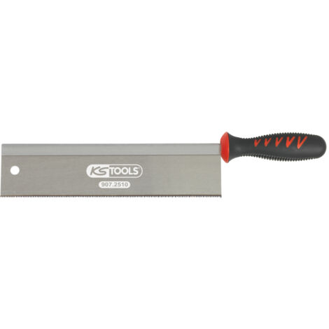 KS Tools - Scie à dos travaux de finition 250mm, 2 angles de coupe 13TPI,poignée bi-matière - 907.2510
