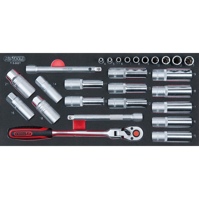 

KS TOOLS SCS 1/4'-1/2'' Juego de servicio de bujías, 27 pzs, en sistema modular 1/3