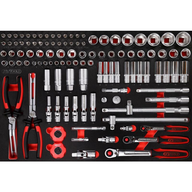 

Kstools - KS TOOLS SCS Juego de llaves de vaso, 111 pzs 1/4'+3/8'+1/2', en sistema modular 1/1