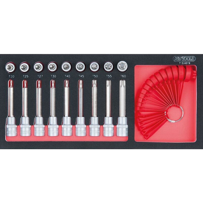 

Kstools - KS TOOLS SCS Juego de llaves de vaso, Torx, 19 pzs, en sistema modular 1/3