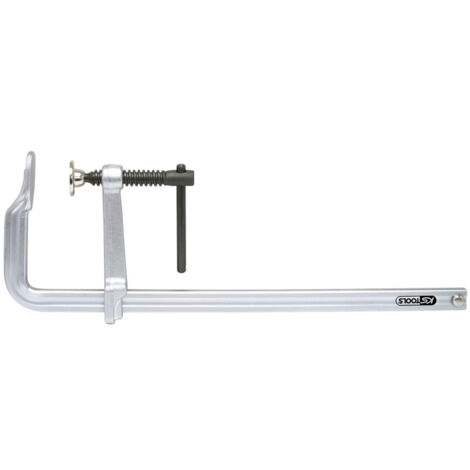 Kstools – Serre-joint de charpentier 160 mm – Acier zingué – Force de serrage 3000 N – Poignée en T – Mors coulissants pour grande stabilité