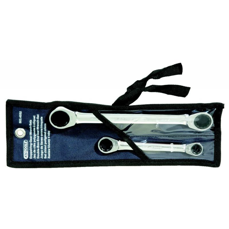 Image of KS-Tools Serie di chiavi a cricco doppie poligonali gear 2pz.10x13-17x19mm