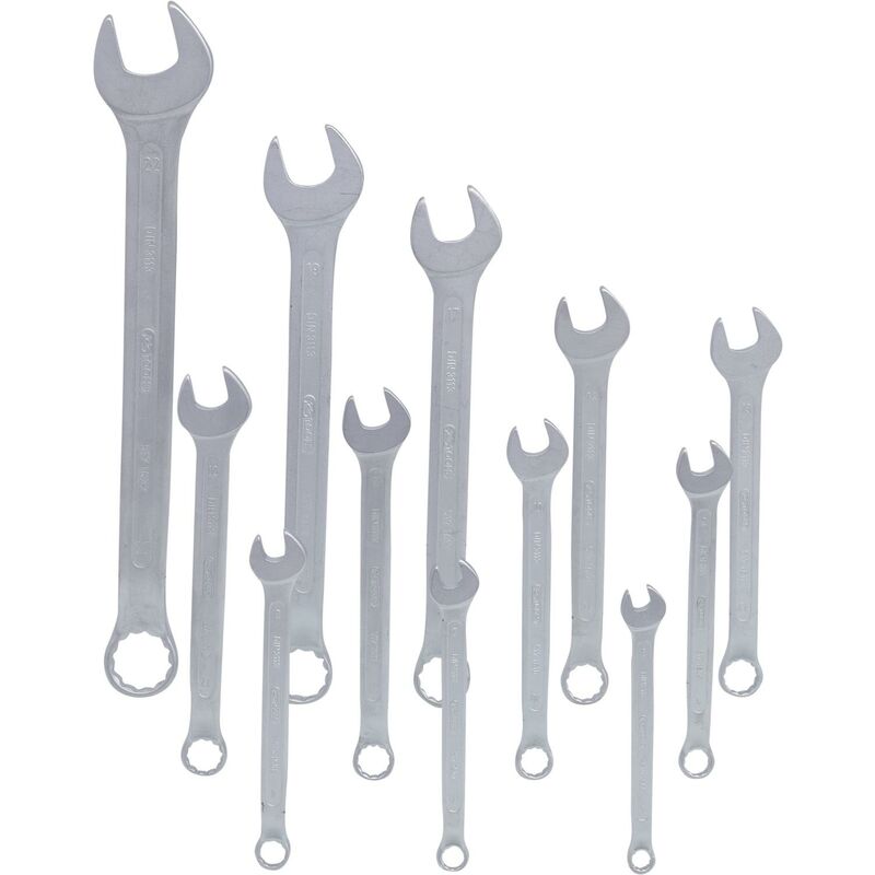 Serie di chiavi combinate, 12 pz curvate, 6-22 mm