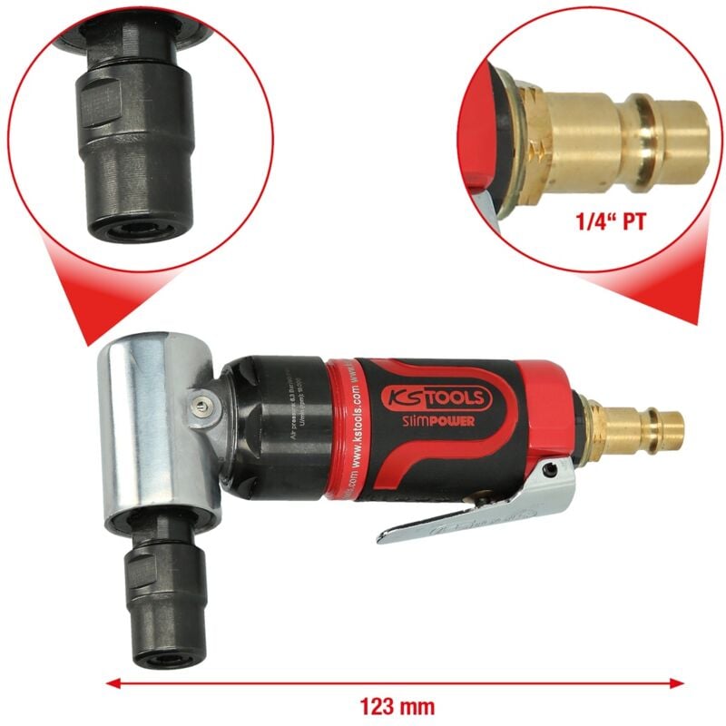 Image of Kstools - ks Tools SlimPOWER Mini-Druckluft-Winkelstabschleifer, 19.000 U/min