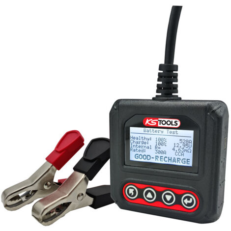 KS Tools - Testeur de batterie - testeur batterie voiture 12V - test de l'état de tous types de batteries - 550.1655F