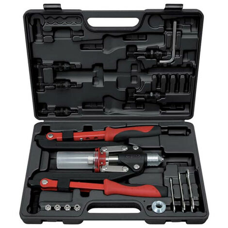 KS TOOLS TOOLS Set di pinze per rivetti con 2 bracci e dadi ciechi - 17 pezzi - 150.9630