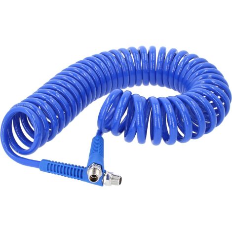 Ks Tools – Tuyau spiralé air comprimé 8 mètres – Ø6 mm – Résistant aux hydrocarbures – Température -40°C à +70°C – Raccord G1/4' filetage extérieur