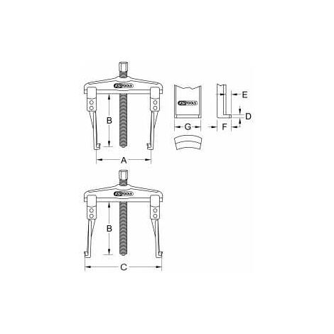 KS Tools Universal-Abzieher 2-armig mit schlanken und verlängerten Haken, 25-130 mm, 250 mm