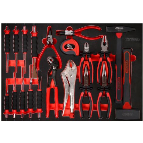 KS Tools Zangen- / Hammer- / und Meißel-Satz in Schaumstoffeinlage, 22-tlg.