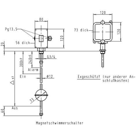KSB Magnetschwimmerschalter MS 100 zum Einschrauben, maximal 120 Grad C, 1.4571