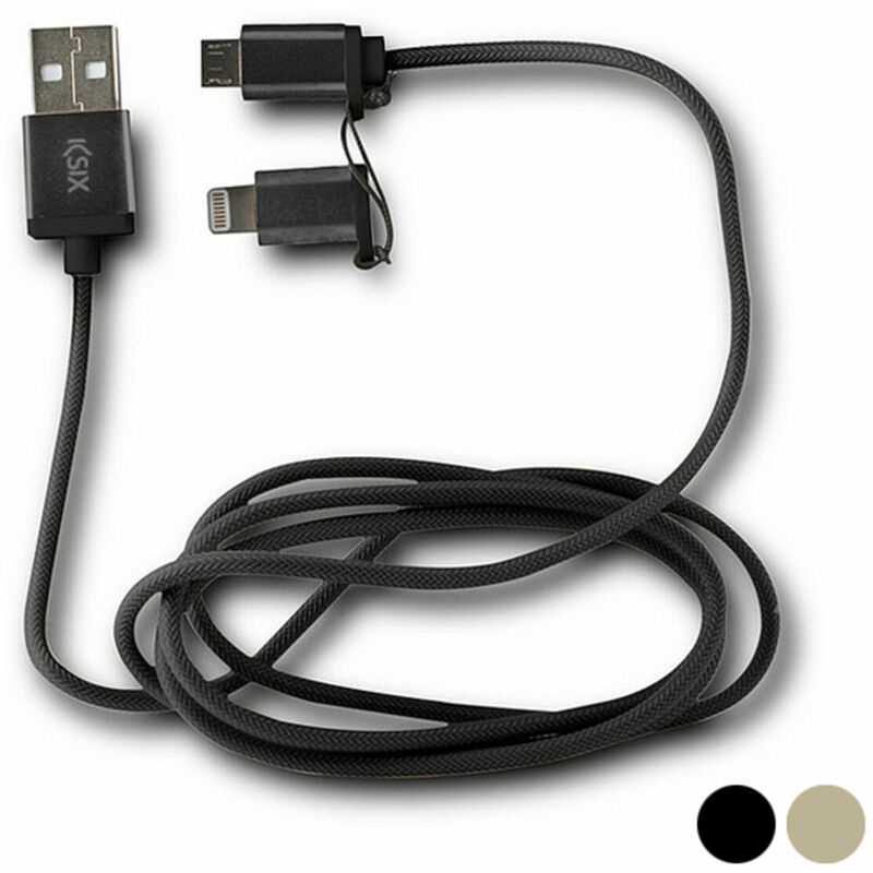 

Cable USB a Micro USB y Lightning Dorado - Ksix