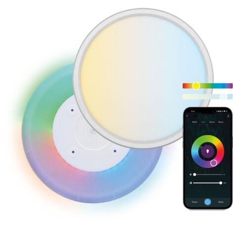 Ksix SmartLED Duo Panel, RGB+CCT, Durchmesser 42 cm, 2.450 lm, 24 W, Tuya Smart App, Sprachassistenten de, White