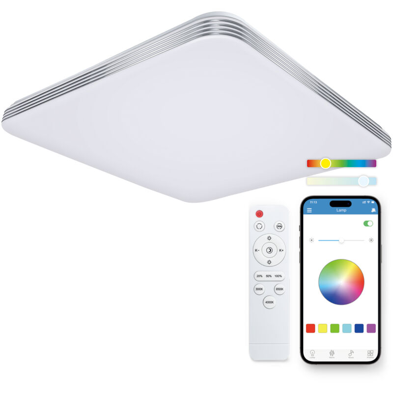 Twilight smartled plafon cuadrado rgbic - control por app - 72w - 47.5cm - Ksix
