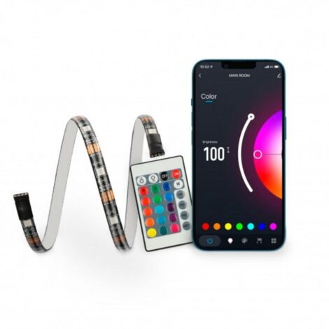 KSIXBandes LED TV 55 pouces, Télécommande et App Control, 16 couleurs RVB, 4 modes dynamiques, 6 bandes of 53 cm, Découpable