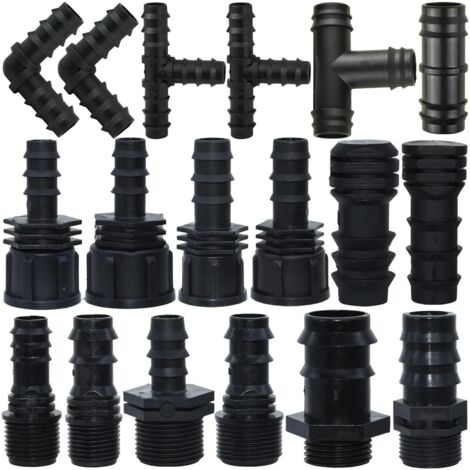 (KSL01-146-4PCS) Raccord fileté mâle/femelle 1/2" 3/4" vers embout cannelé pour tuyau PE, adaptateur en T et coude pour système d'irrigation goutte à goutte de jardin
