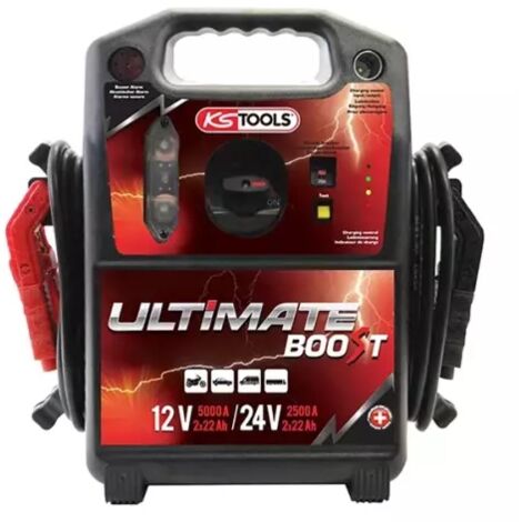 Kstools – Booster de démarrage 12/24 V 1700/850 A – Câbles renforcés 50 mm² – Alarme inversion polarité – Écran digital