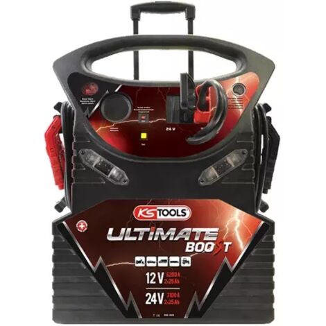 Kstools – Booster de démarrage 12/24V – Courant de pointe 6200A – Protection électronique contre inversion polarité – Longueur câble 1,65m