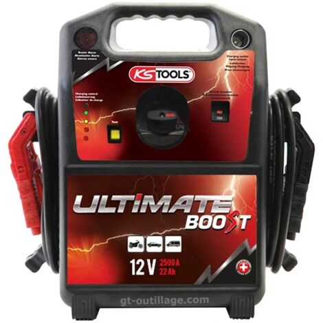 Kstools – Booster de démarrage 12V 850A – Protection électronique contre inversion de polarité – Pinces coudées en laiton – Câble 160 cm
