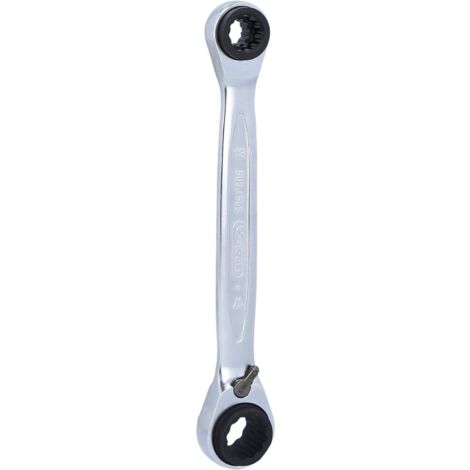 Kstools – Clé à cliquet réversible 4-en-1 10x13x17x19mm – 72 dents – Acier chrome-vanadium – Longueur 190mm – Finition polie miroir