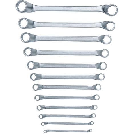 Kstools – Clés polygonales contre-coudées 6-32 mm – 12 pièces en chrome vanadium – Normes DIN 838 – Finition satin mat pour meilleure prise en main