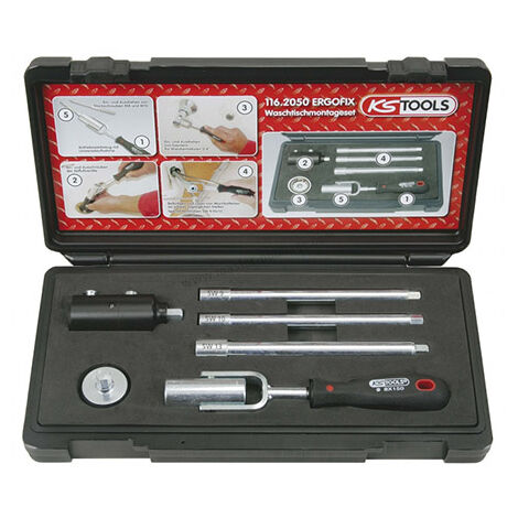 Kstools – Coffret cliquet et douilles 6 pièces – Douilles extra longues Ø 9/10/13 mm – Poignée articulée pour vis et goujons difficiles d’accès