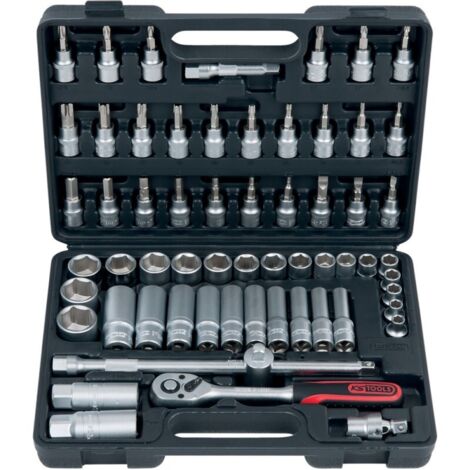 Kstools – Jeu de clés à douille 61 pièces – Acier chrome-vanadium – Coffret avec cliquet 3/8'' – Douilles Superlock 6 à 22 mm - X965812