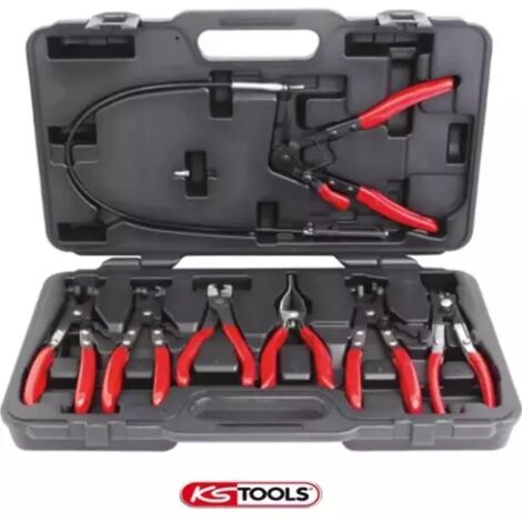 Kstools – Coffret de 7 pinces à collier – Mâchoires orientables – Chrome-molybdène pour durabilité – Poignées gainées PVC confort