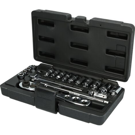 Kstools – Coffret de clés à douilles carrées 19 pcs – Chrome vanadium – Finition satinée – Compatible vannes de coupure – Dimensions 1/4' à 13mm