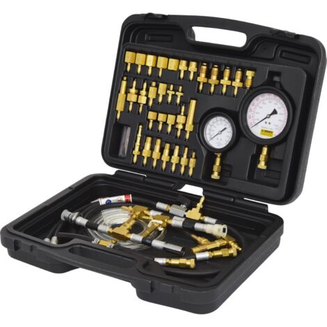 Kstools – Coffret de contrôle de pression injecteurs 42 pcs – Manomètre précision Ø 100mm 0-10 bars – Joints de rechange inclus – Compatible Bosch et autres