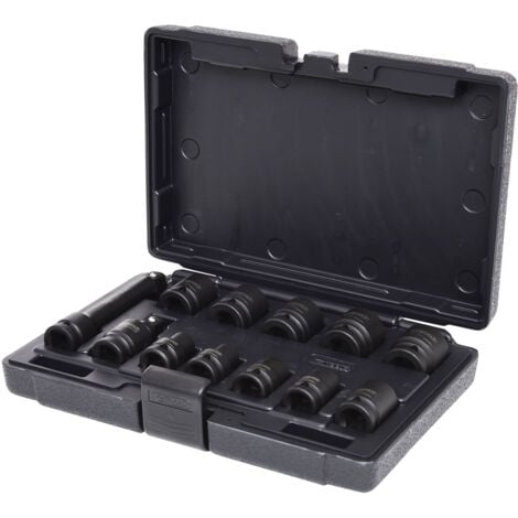 KSTOOLS Coffret de douilles à chocs 6 pans 1/2'' 10 douilles, 1 cardan, 1 rallonge 12Pcs - 515.0112