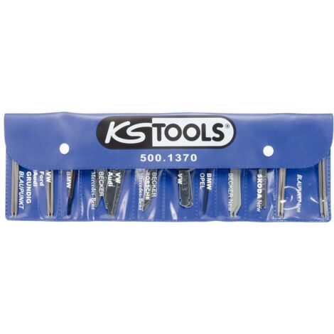 Kstools – Coffret de montage/démontage pour autoradio 18 pcs – Outils pour déverrouillage fixations – Sac de rangement inclus – Matériau Spezial-Werkzeugstahl