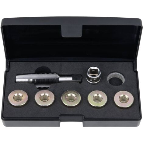 Kstools – Coffret de réparation pour bouchons de vidange 12 pcs – M18x1,5 – Acier spécial pour carters en aluminium – Réparation rapide du filetage