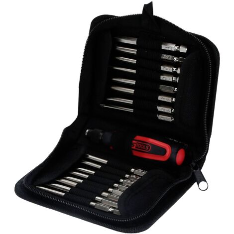 Kstools – Coffret d'embouts 17 pcs – Acier chrome vanadium – Longueur 89 mm – Poignée bi-composant pour confort – Sacoche de rangement incluse