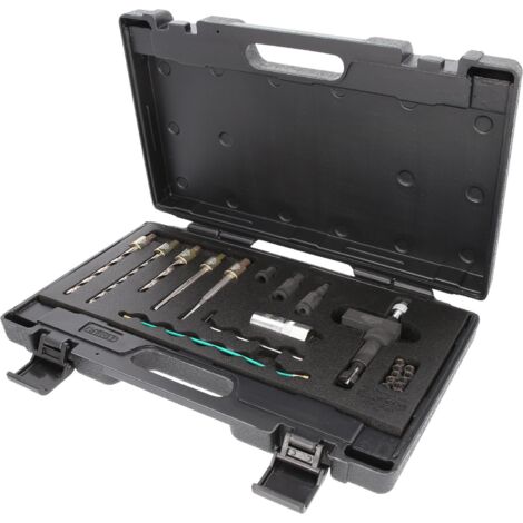Kstools – Coffret d’extraction de vis de maintien de bride d’injecteur 22 pcs – Réparation filetage M8 x 1,25 en perçant M10 x 1,25 – Compatible véhicules diesel
