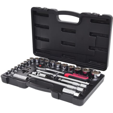 Kstools – Coffret multi-outils 1/2' CHROMEplus – 28 douilles en acier chromé vanadium – Système FlankTraction – Pour travaux intensifs