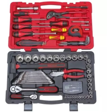 Kstools – Coffret multi-outils 101 pièces – Bi-matière robuste – Douilles 1/4' et 1/2' – Outils fermement maintenus – Dimensions 92x475x288mm