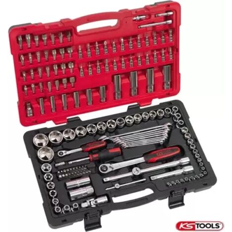 Kstools – Coffret multi-outils 151 pièces – Douilles 1/4' et 1/2' – Cliquet réversible 72 dents – Bi-matière durable – Garantie à vie