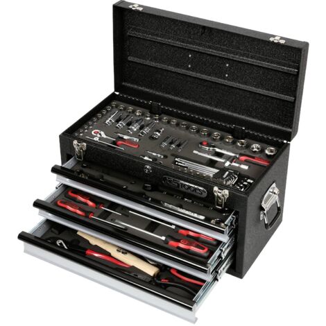 Kstools – Coffret d'outils universels 99 pièces – Acier Chrome Vanadium – Système FlankTraction – Carré d'entraînement 1/4' + 3/8'