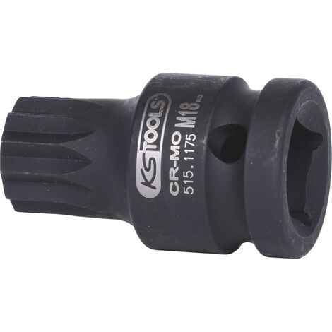 Kstools – Douille à chocs courte 1/2' XZN M18 – Acier chrome-molybdène – Longueur 45mm – Pour actionnement efficace des machines