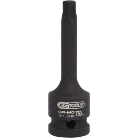Kstools – Douille tournevis à chocs longue torx ½ pouce T50 – Résistante aux chocs – Pour espaces restreints – Transmission efficace du couple