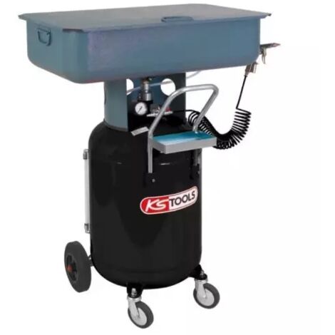 Kstools – Fontaine de lavage 60 litres – Nettoyage pneumatique avec pinceau – 4 roues pour maniabilité – Cuve visible 70 litres