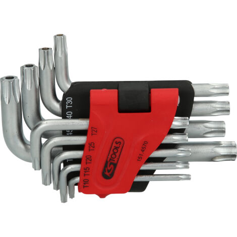 Kstools – Jeu de clés Allen Torx courtes 9 pcs – Acier chromé vanadium – Profil Torx percé pour vis difficiles d'accès – Support pliant robuste - TB10-TB50