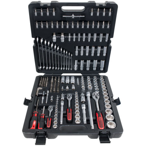 Kstools – Jeu de douilles 1/4' 3/8' 1/2' – 216 pièces – Acier chrome-vanadium – Coffret robuste – Système FlankTraction hexagonal