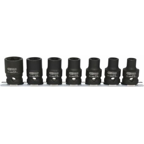 Kstools – Jeu de douilles à chocs courte TORX® 1/2’’ – 7 pièces E10-E24 – Accès facile dans espaces restreints – Performance optimale mécanique