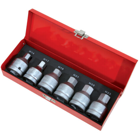 Kstools – Jeu de douilles à embout électrique 3/4' – 6 pièces – Acier chrome-molybdène – Pour vis à six pans creux – Coffret en tôle d'acier