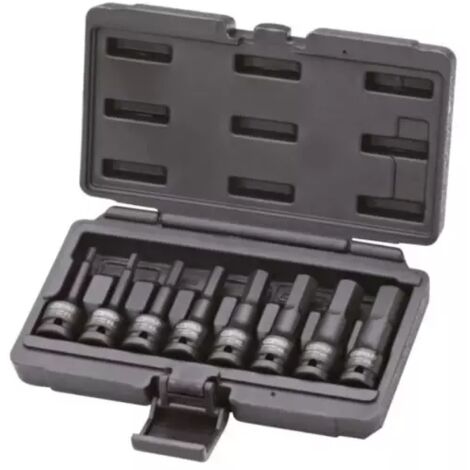 Kstools – Jeu de douilles mâles à chocs 8 pièces – Acier chrome molybdène extra-fin – Carré d'entraînement 1/2'' – Profil 6 pans